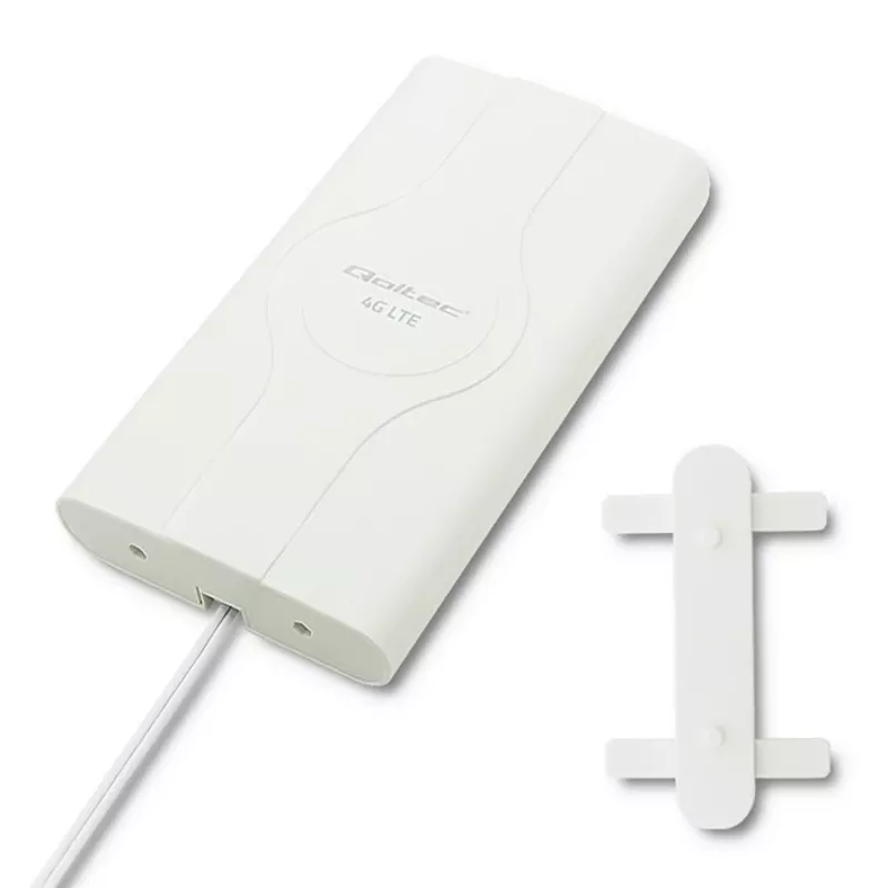 Qoltec 57013 allsuuntainen 4G LTE -sisäantenni, 2x SMA, 0,6-2,7 GHz, 30 dBi, pystypolarisaatio, 50 Ω, valkoinen ABS