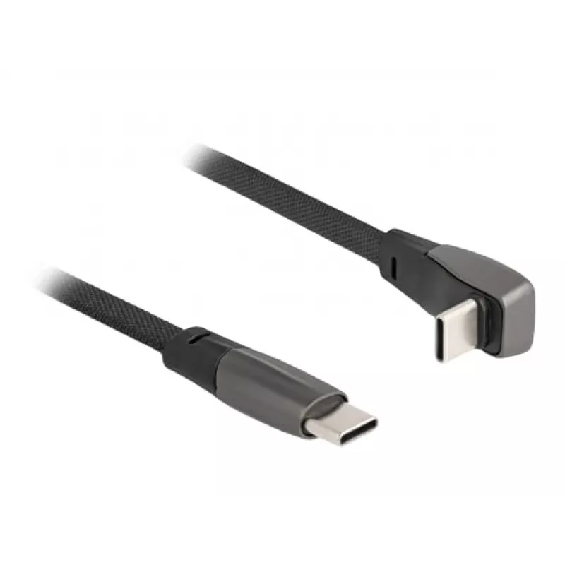 DeLOCK USB 2.0 lattakaapeli USB Type-C uros – USB Type-C uros kulmaliitin PD 3.0 60 W 14 cm musta