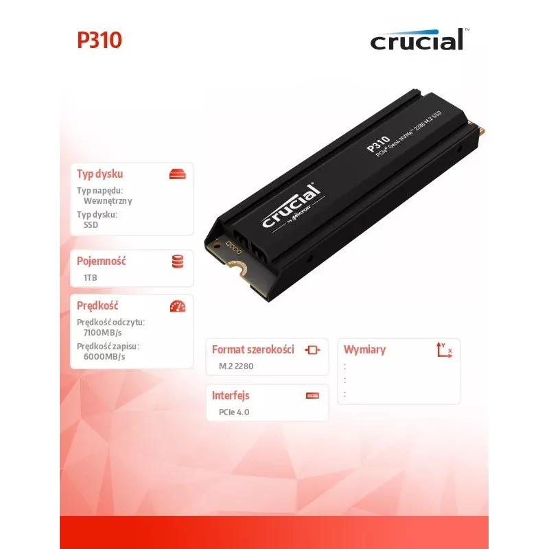 SSD-asema Crucial 1 TB M.2 PCI Express 4.0 NVMe P310