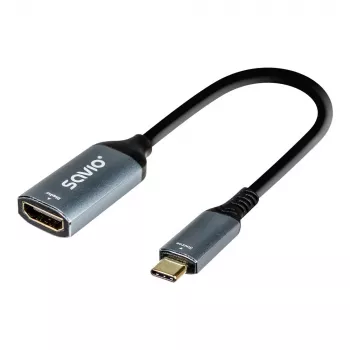 Savio sovitin USB-C (M) HDMI (f), 4K, 60Hz, alumiini, AK-78