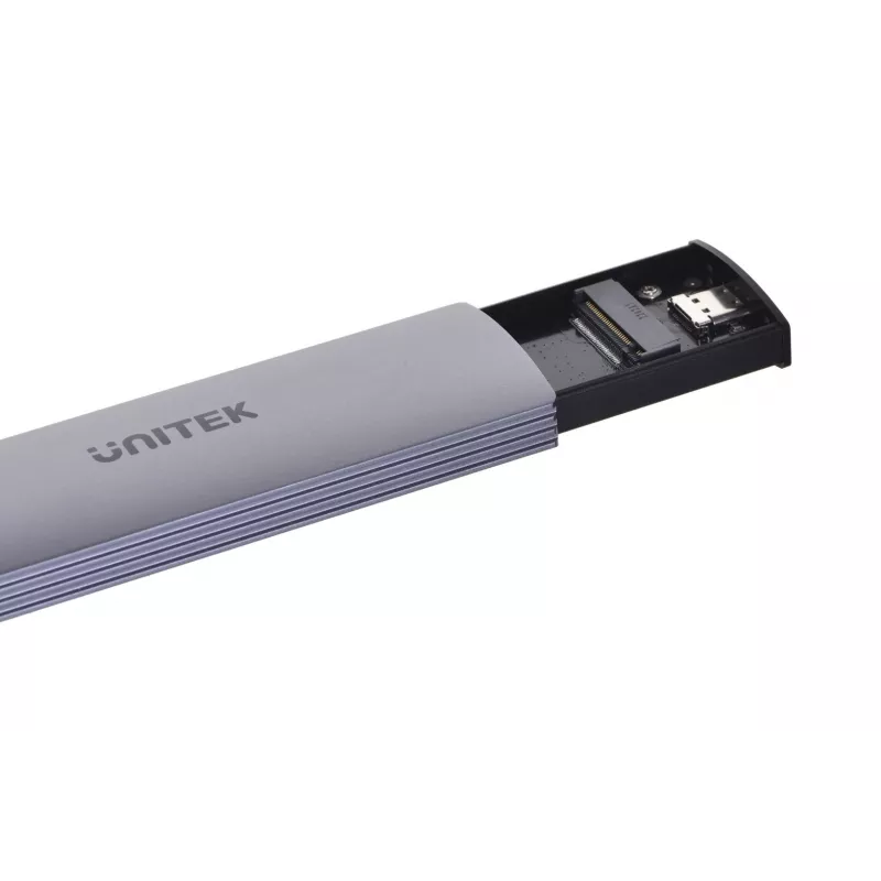 M.2 SSD-kotelo Unitek uDrive harmaa — M.2 (2230/2242/2260/2280), NVMe/SATA III, USB-C 10 Gbit/s, alumiini