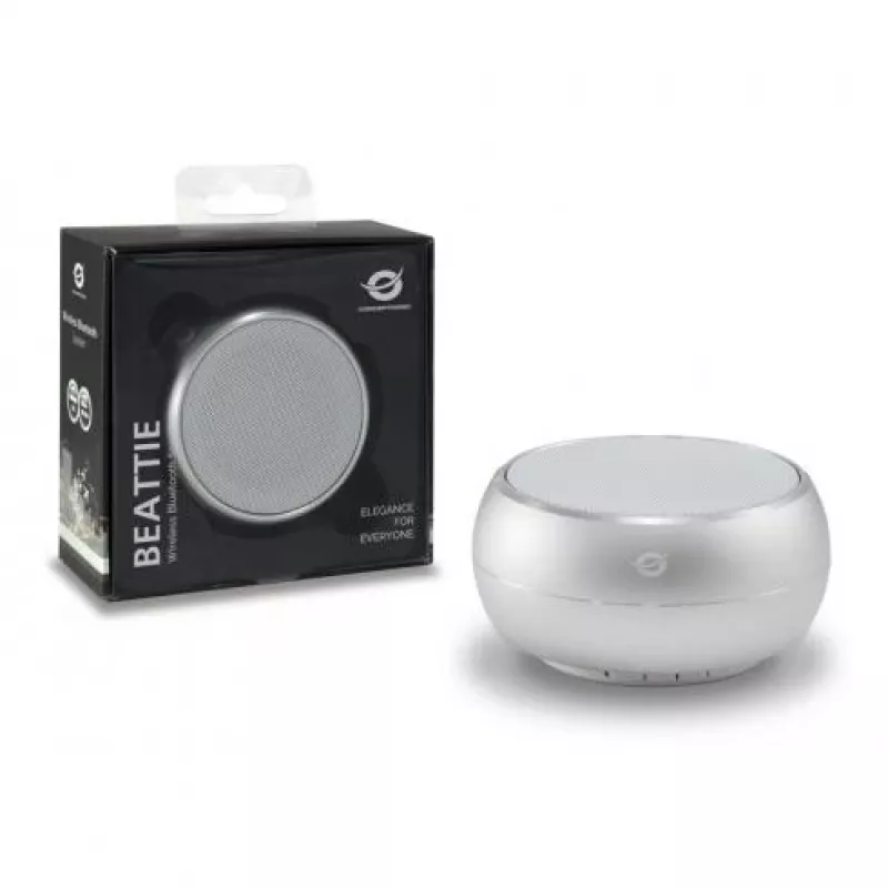 Conceptronic BEATTIE 01S langaton Bluetooth-kaiutin, 3 W, Bluetooth 3.0+HS, sisäänrakennettu mikrofoni, microSD, Micro-USB, hopea