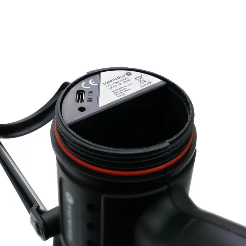 everActive SL-500R Hammer ladattava LED-valonheitin, 500 lm, IP67, USB-C, musta