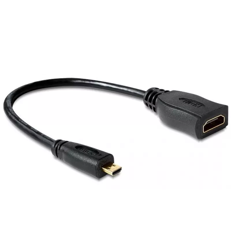 HDMI-kaapeli DeLOCK 65391 0,23m tyyppi A - tyyppi D musta