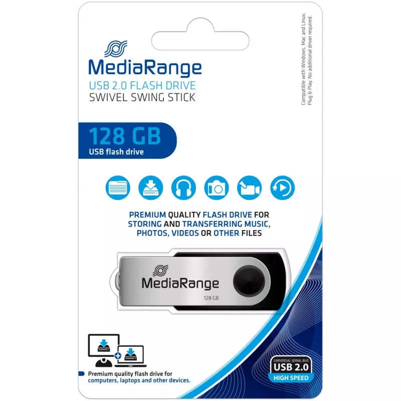 USB-muistitikku MediaRange 128 GB USB Type-A 2.0 MR913