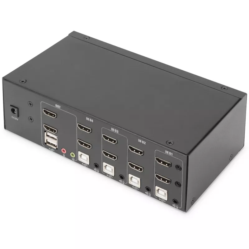 KVM-kytkin Digitus DS-12883 4 porttia Dual Display 4K HDMI USB