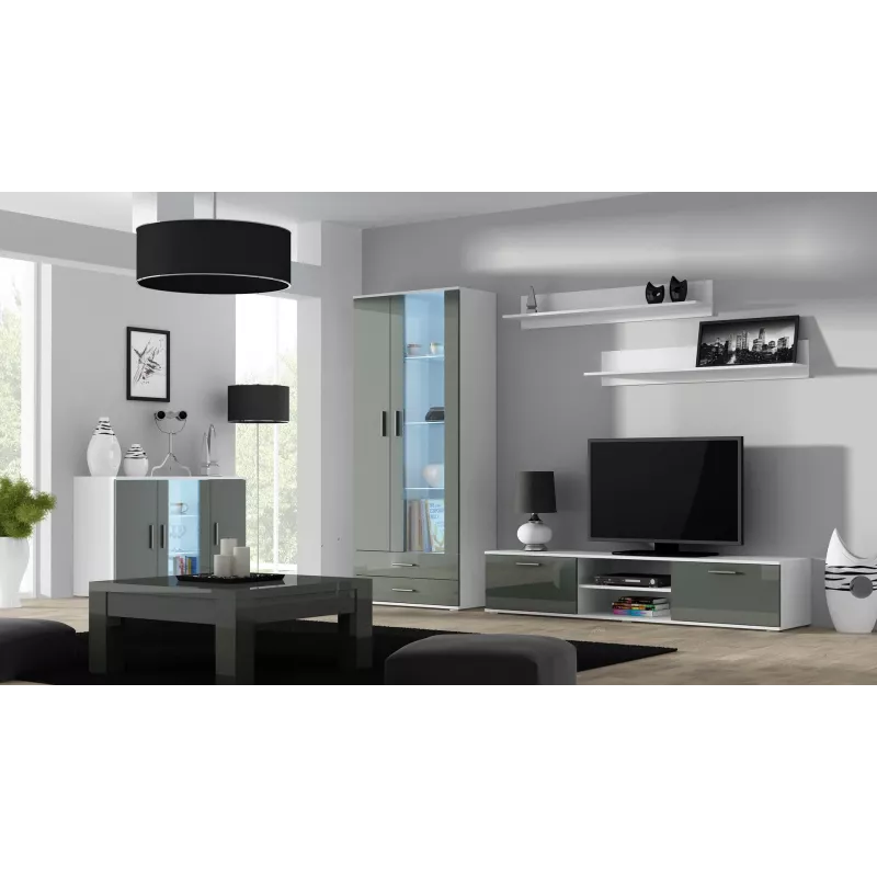Cama TV-taso SOHO 180 valkoinen/harmaa kiiltävä