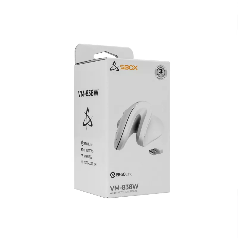 SBOX VM-838W -hiiri pysty langaton valkoinen