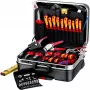 Mekaanikon työkalusarja Knipex 00 21 06 — 68 työkalua, sisältää kärki- ja vesipumppupihdit, punaiset/keltaiset työkalut, musta laukku (515×438×265 mm)