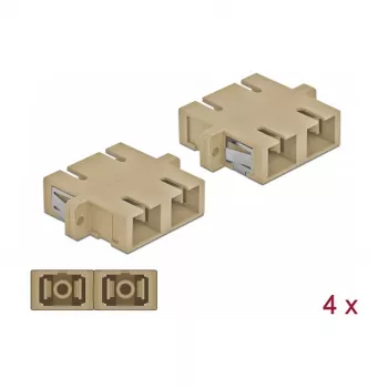 Kuituadapteri DELOCK SC naaras-naaras beige, 4 kpl:n pakkaus (malli 85996)