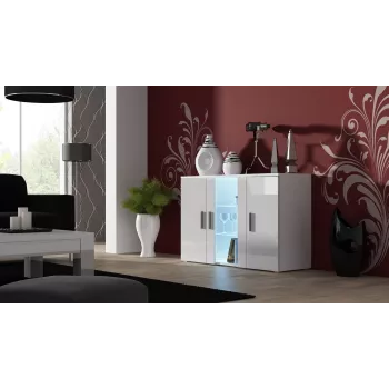 Cama Sideboard 120 cm SOHO S7 valkoinen/valkoinen kiiltävä
