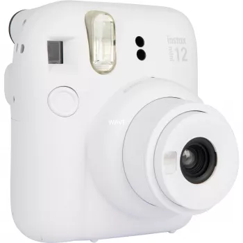 Pikakamera Fujifilm Instax Mini 12 valkoinen — 86×54 mm tulosteet, 60 mm polttoväli, AA-paristo
