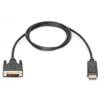 Assmann DisplayPort-sovitinkaapeli DP - DVI (24+1) M/M 1,0 m lukituksella DP 1.2 yhteensopiva UL CE musta (AK-340301-010-S)