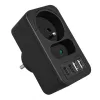 Virranjakaja MACLEAN MCE249 F/B – 2 AC-pistorasiaa (16A + 6A) ja 2×USB-A ja 2×USB-C PD 20W, EU-pistoke, musta