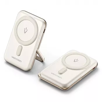Varavirtalähde Vention 10000mAh Magnetic Wireless 20W — 10000 mAh, 3 A lähtö, USB-C, valkoinen