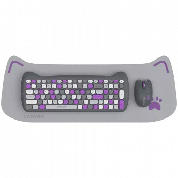 Langaton näppäimistö- ja hiirisarja CANYON HSET-W6 Kitty Edition – violetti