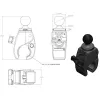 RAM Mounts RAP-B-400U Tough-Claw pieni puristinkiinnityspohja 1 tuuman (2,54 cm) pallolla, 0,625–1,14 tuuman kiskoille