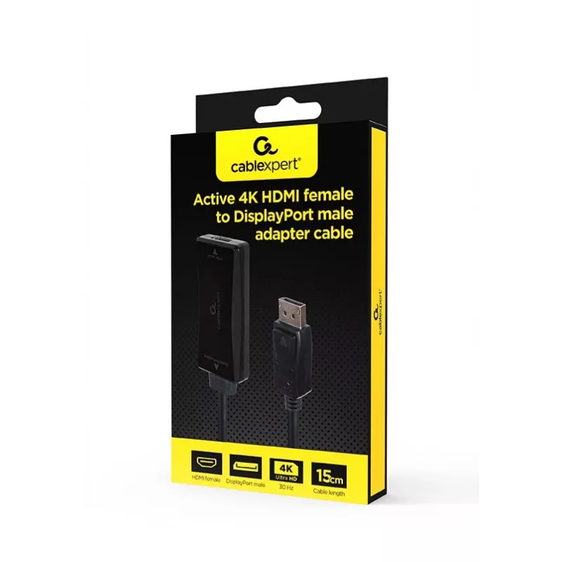 Videokaapelisovitin GEMBIRD A-HDMIF30-DPM-01 HDMI Type-A – DisplayPort 0,15 m musta