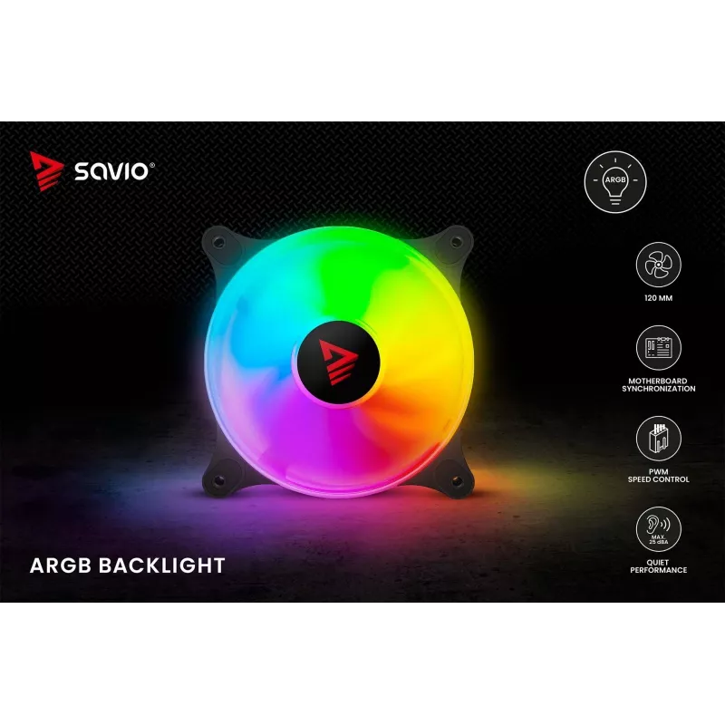 SAVIO Blast 120mm ARGB PWM kotelotuuletin - musta
