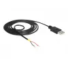 Delock kaapeli USB2.0 Type-A uros > 2 x avoimet kaapelinpäät - 1,5 m - musta (85664)