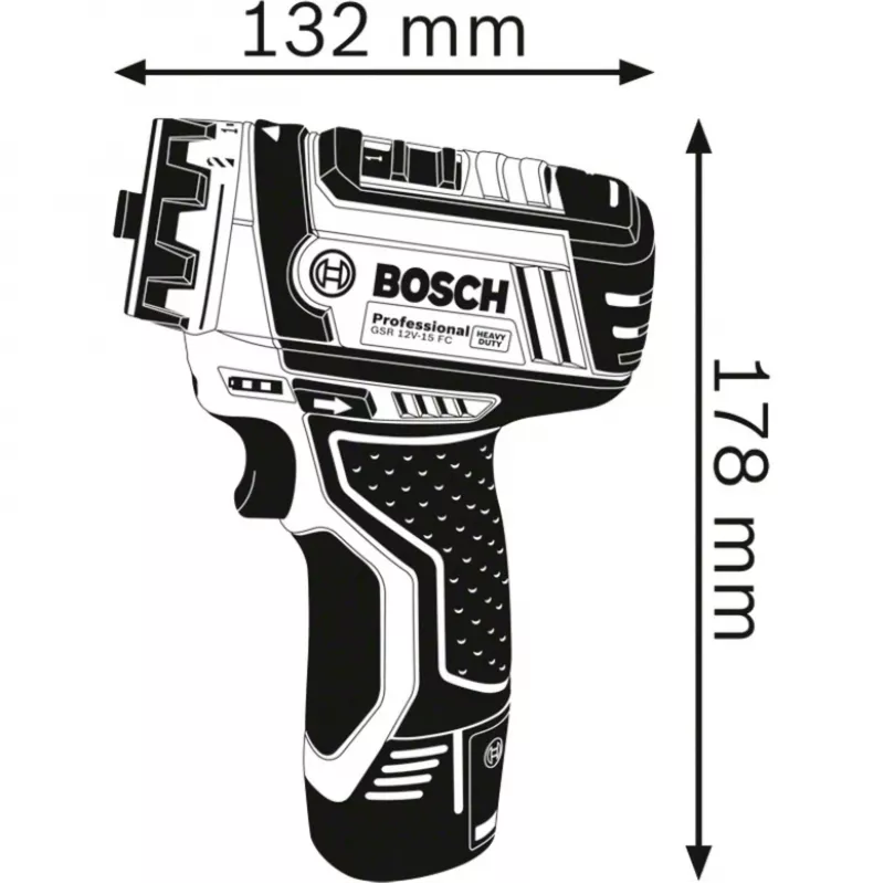 Bosch GSR 12V-15 FC Professional Keyless 600 g musta, sininen