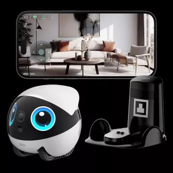 Robot Wi‑Fi Enabot EBO Air2 Plus — 5000 mAh akku, 111 mm korkeus, sisäkäyttöön tarkoitettu lemmikkikumppani ja valvontarobotti