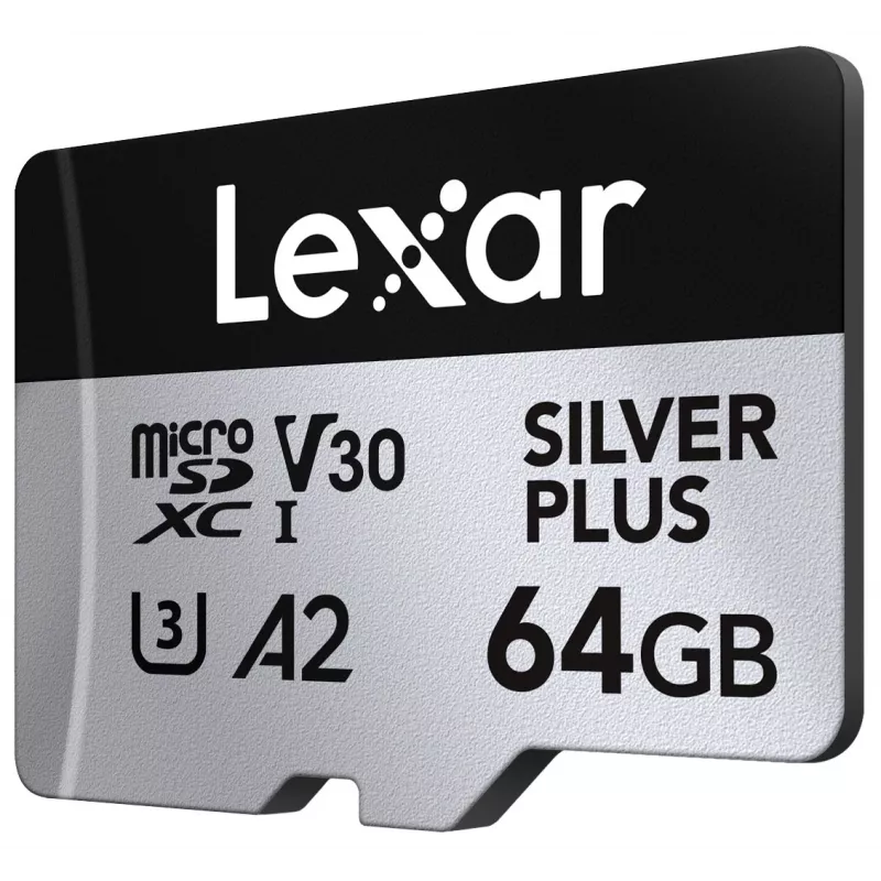MicroSD-kortti Lexar 64 GB UHS-I luokka 3 SILVER PLUS