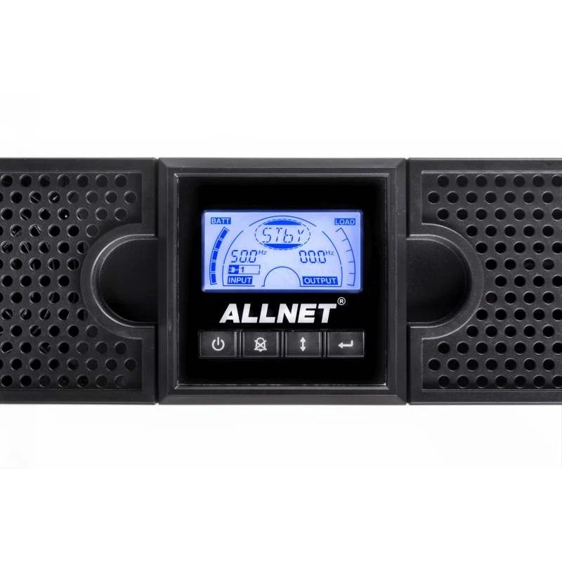 ALLNET All915019RT 1500VA linjainteraktiivinen UPS, USB/RS232, LCD-näyttö, 19" torni, 28 min