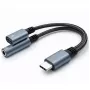 Adapteri 2in1 USB-C USB-C:hen ja 3,5 mm liitäntään PD 15W