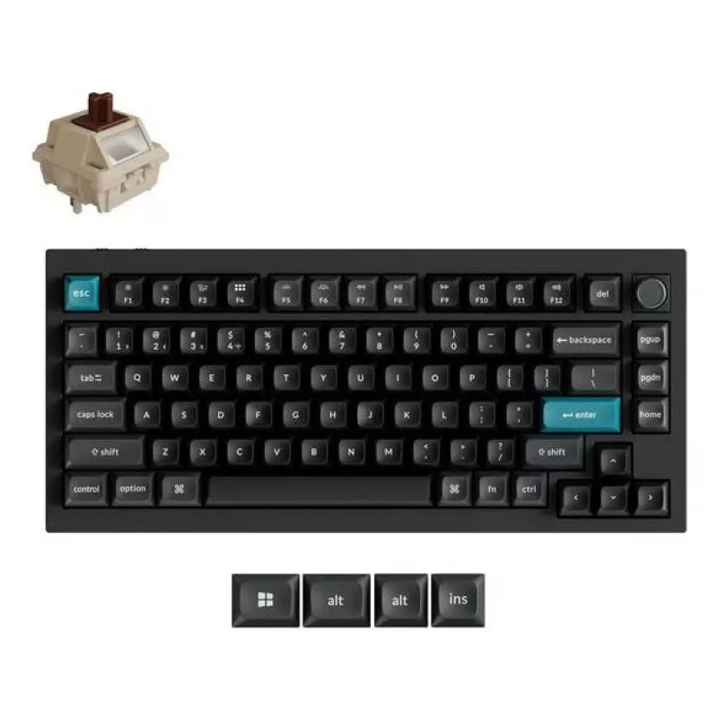 Mekaaninen 75 %:n näppäimistö Keychron Q1 Ultra 8K – USB + RF-langaton + Bluetooth, RGB, musta