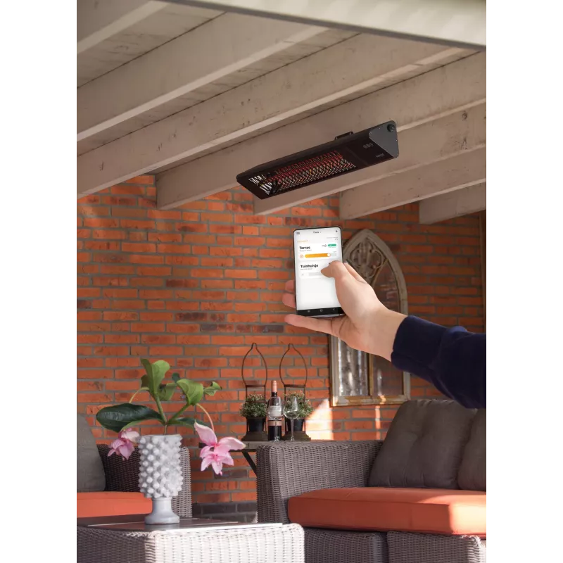 Infrapunalämmitin SUNRED PRO25W-SMART, seinäkiinnitteinen kolmio tumma, 2500 W, musta, IP55