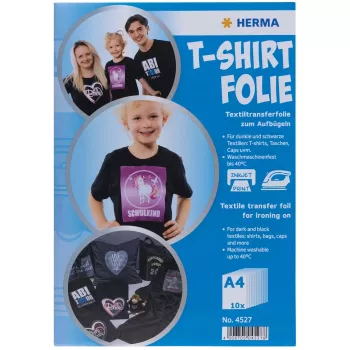 Herma T-paitasiirtokalvo A4 tummille ja mustille tekstiileille 20 arkkia 4527 (4527)