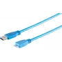 helos USB 3.0 -kaapeli USB A - Micro-USB B, 1,8 m, sininen