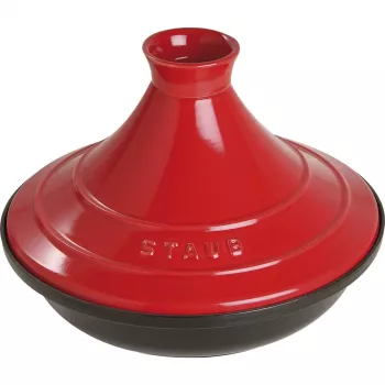 Staub tagine 28 cm, valurautainen kattila, punainen-musta emali