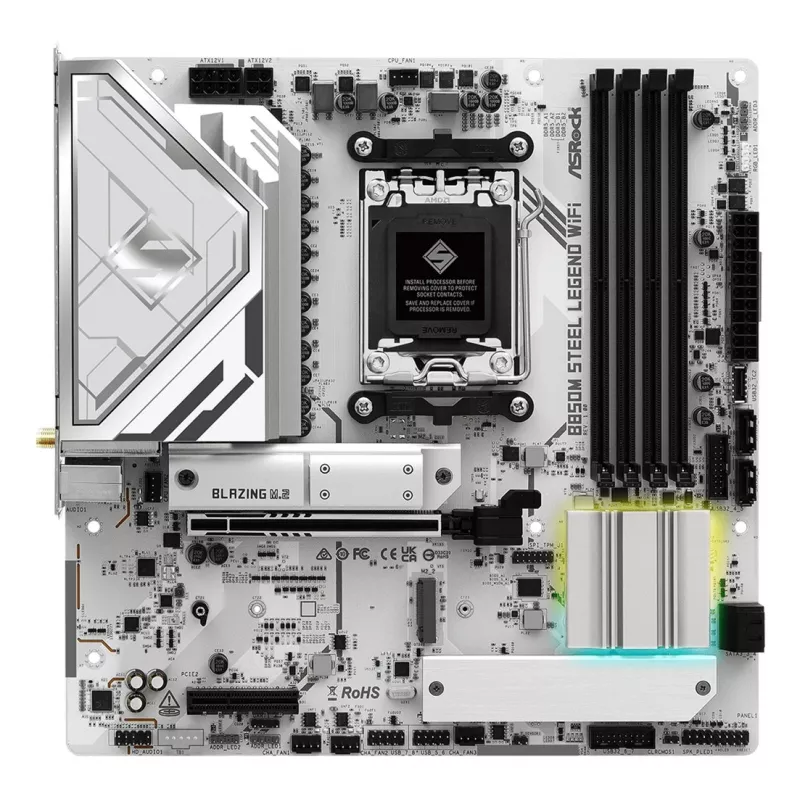 Emolevy ASRock B850M Steel Legend WiFi — AMD B850, kanta AM5, microATX, DDR5, 4 DIMM, Wi-Fi 7, 2.5Gb LAN
