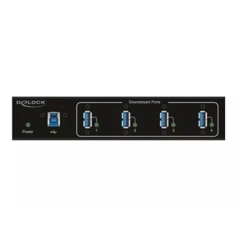 Delock 63309 ulkoinen teollisuus-USB-keskitin, 4 x USB 3.0 Type-A, 15 kV ESD-suojaus, metallikotelo, seinäasennettava