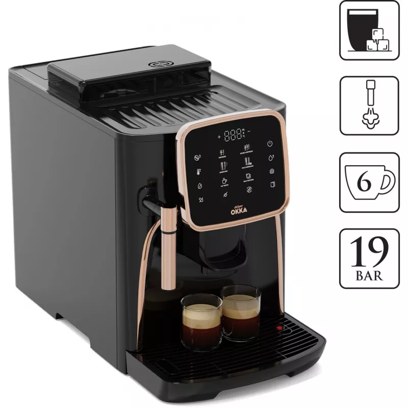 Okka Espresso Pro, täysautomaatti musta/pronssi, 1450 wattia