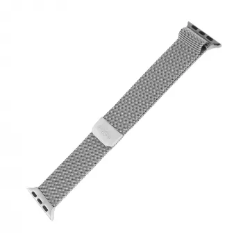 Mesh-ranneke FIXED Apple Watch 38/40/41 mm -kelloon — FIXMEST-436-SL hopea, Milanese-ruostumaton teräs, säädettävä
