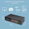 Ethernet-kytkin QOLTEC 52297 PoE RJ45 PoE-uplinkilla ja SFP-portilla