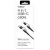 Celly 4-IN-1-kaapeli A+C–C+LIGHT 2M BK