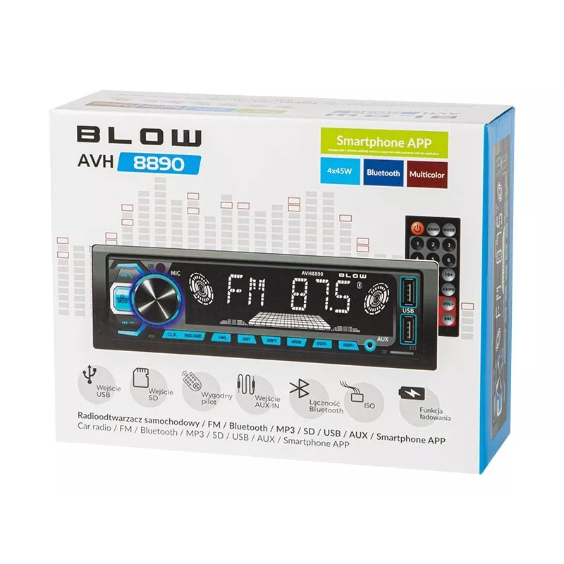 Autoradio BLOW AVH-8890 FM 45W Bluetoothilla, USB, AUX ja LCD-näyttö