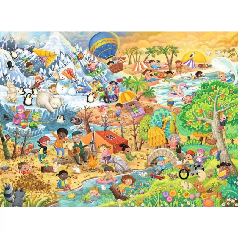 Ravensburger Four Seasons of Fun -palapeli — 100 osaa, 2 mm paksuus