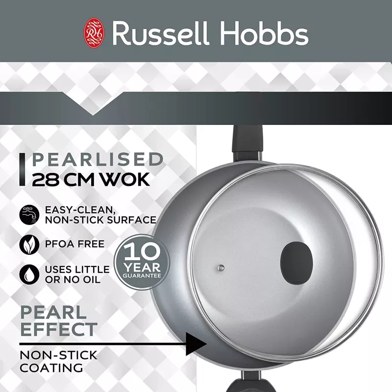 Wok-pannu Russell Hobbs RH01709EU 28 cm helmiäispinnoitettu, tarttumaton keittopannu