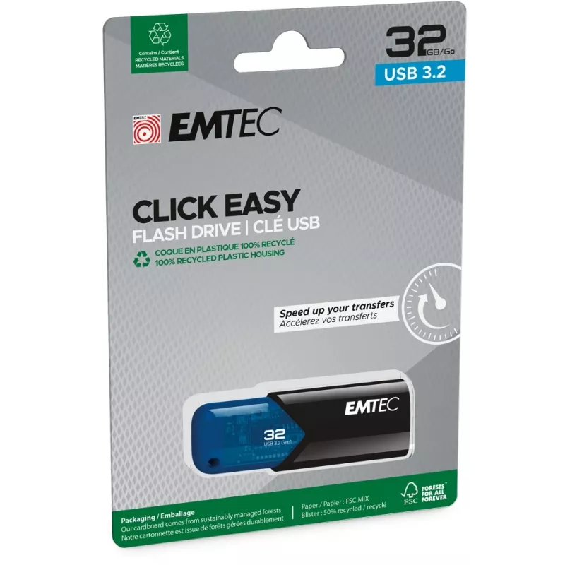 USB-muistitikku Emtec 32GB USB Type-A 3.2 Gen 2 B110 Click Easy