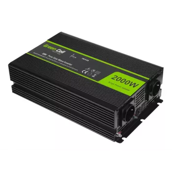 Jännitemuunnin Green Cell INV20, 24 V DC → 230 V AC, 4000 W, 50 Hz, 40 A tulo, sisäkäyttöön, musta