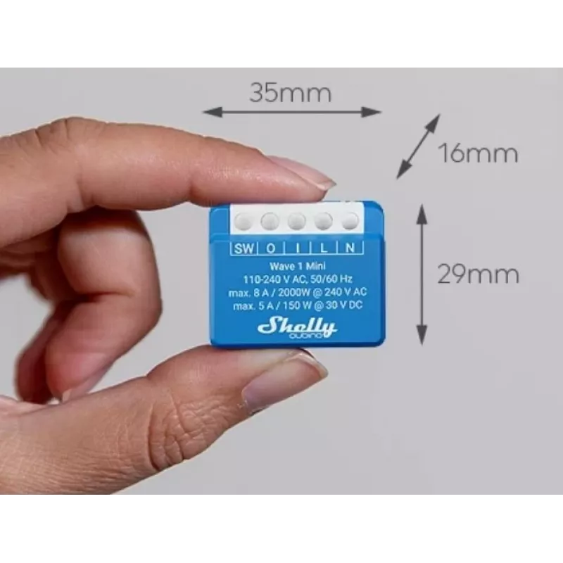 Shelly Qubino Wave 1 Mini LR älykytkin Z-Wave sininen