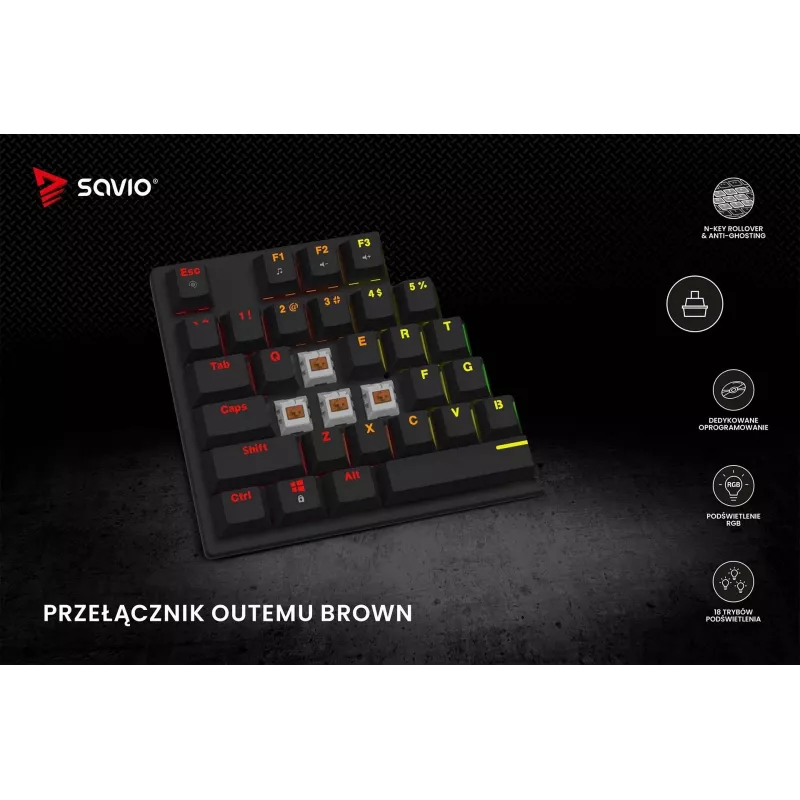 Savio mekaaninen näppäimistö RGB Tempest X2 Outemu Brown