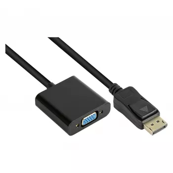 Sovitin DisplayPort-pistoke–VGA-liitin, 1920*1200 @60Hz, kullatut koskettimet, n. 20 cm, Good Conn (DP-AD11)