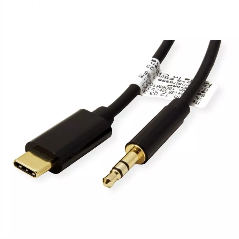 ROLINE sovitin USB-C - stereoplugi - USB-C uros käännettävä stereo mini-plug uros