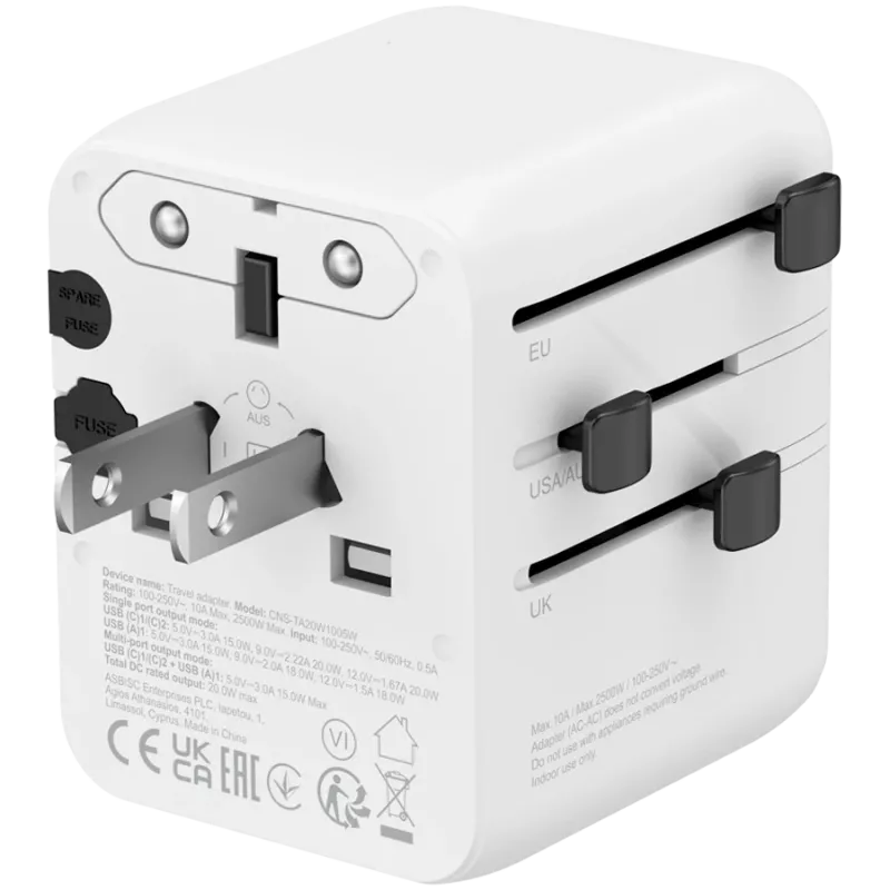 CANYON matka-adapteri OnTour 20 EU/UK/US/AUS 20W valkoinen